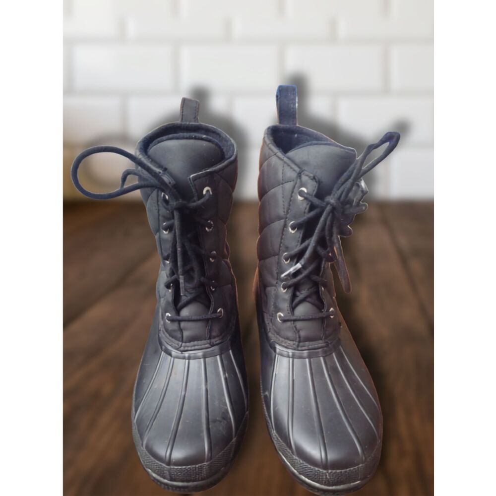 Sperry Top-Sider "Saltwater" Matte Black Quilted Duck Boots